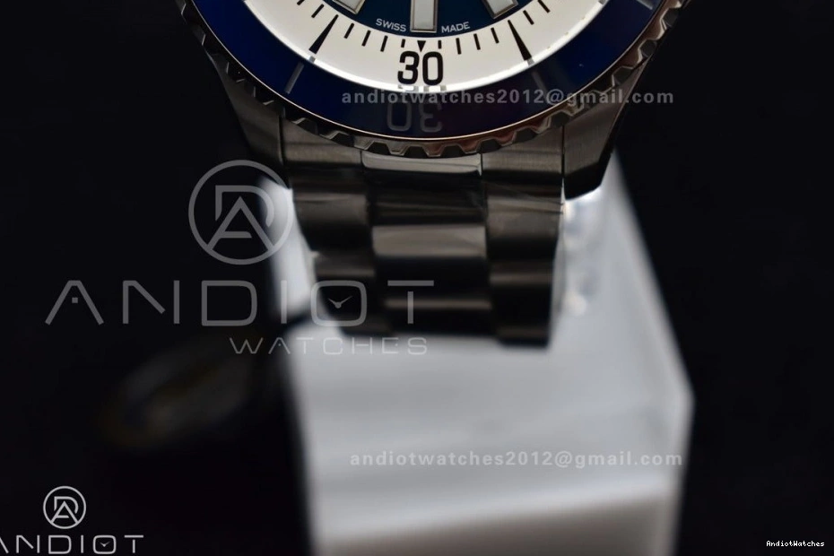 Automatic Blue Edition Bracelet Dial 482 on 44 Blue Bezel Ceramic Thermal SS A SuperOcean TF 1:1 Best White 0820